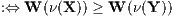 :⇔ W (ν(X)) ≥ W (ν(Y ))