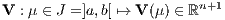 V : μ ∈ J = ]a,b[ ↦→ V (μ) ∈ ℝn+1 