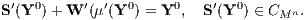 S′(Y0 )+ W ′(μ ′(Y0) = Y0, S′(Y0 ) ∈ CMn. 