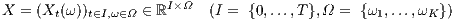            I×Ω X = (Xt (ω ))t∈I,ω∈Ω ∈ ℝ   (I = {0,...,T },Ω = {ω1,...,ωK }) 